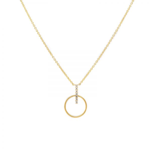 , Diamond Circle + Bar Necklace