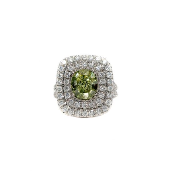 , GIA 3.52 Green Diamond Ring