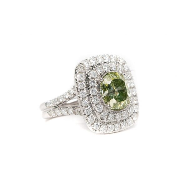 , GIA 3.52 Green Diamond Ring