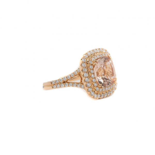 , Rose Gold Morganite + Diamond Ring