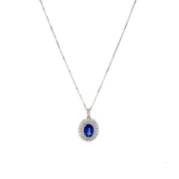 , Sapphire + Diamond Pendant Necklace