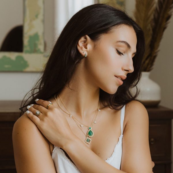 , Vintage Emerald Flower Pendant Necklace