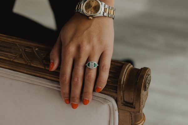 , Diamond + Emerald Ring