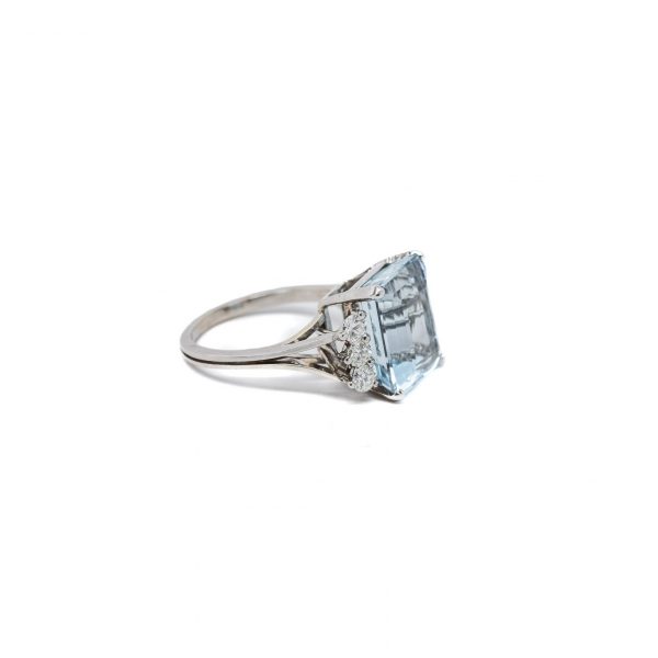 , Aquamarine + Diamond Ring