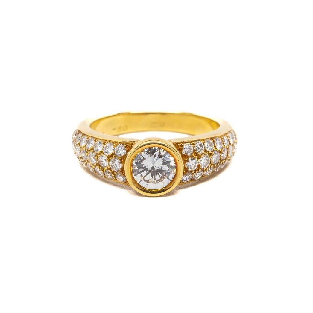Cartier - 18K Yellow Gold Double C Logo And Diamond Ring – Robinson's  Jewelers