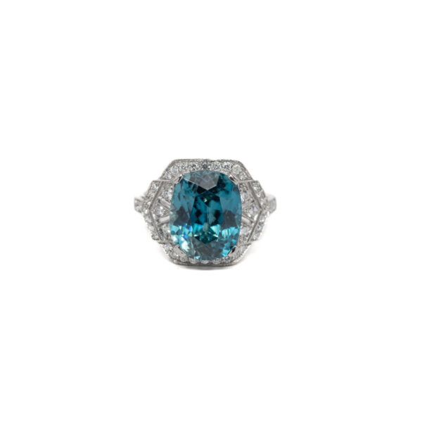 , Custom Platinium Blue Zircon Ring