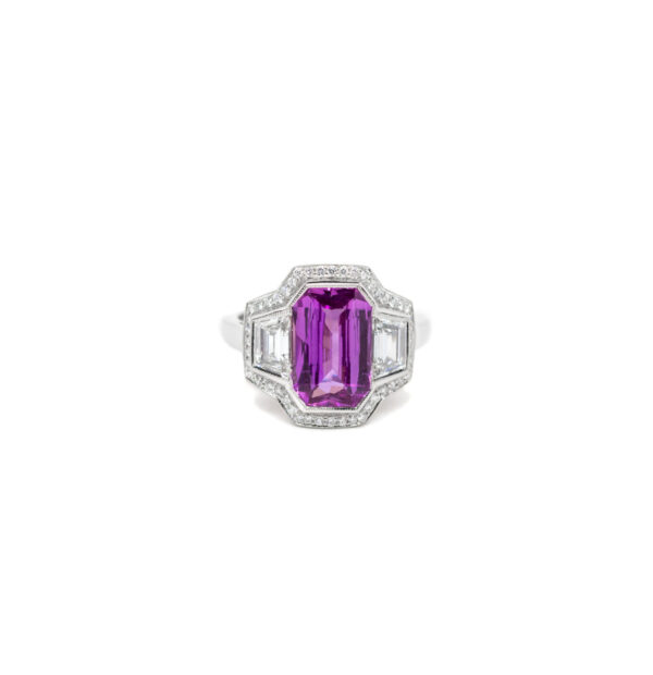 , Pink Sapphire + Diamond Ring