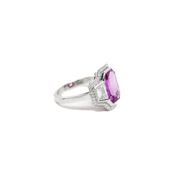 , Pink Sapphire + Diamond Ring