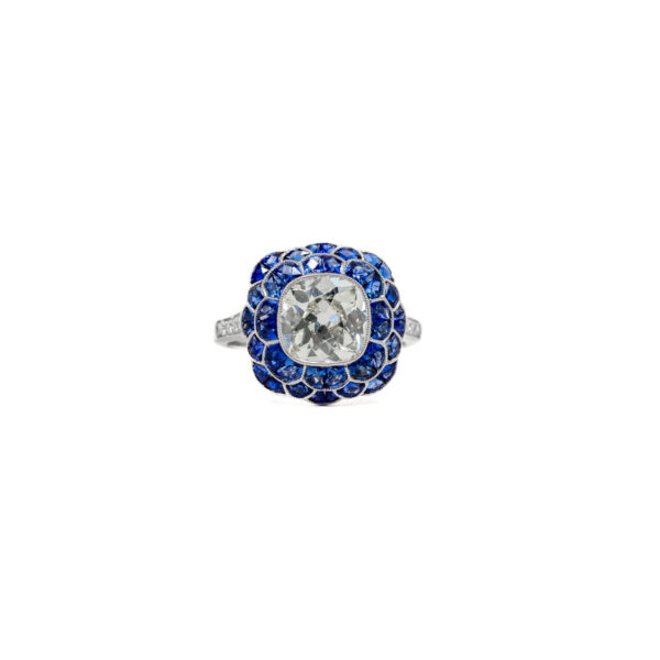 , Flower Diamond + Sapphire Ring