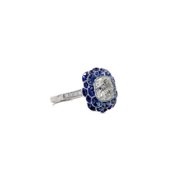 , Flower Diamond + Sapphire Ring
