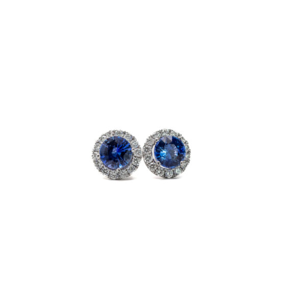 , Diamond + Sapphire Stud Earrings