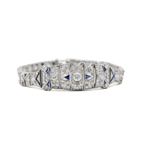 , Original Art Deco Diamond + Sapphire Bracelet