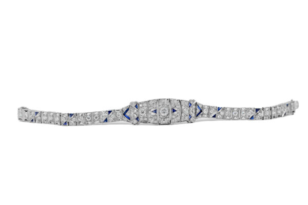 , Original Art Deco Diamond + Sapphire Bracelet