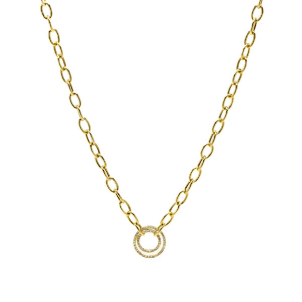 , Double Circle Diamond Link Necklace