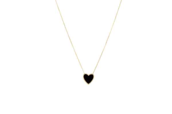 , Onyx + Diamond Heart Necklace