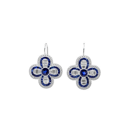 , Diamond + Sapphire Flower Earrings (Copy)