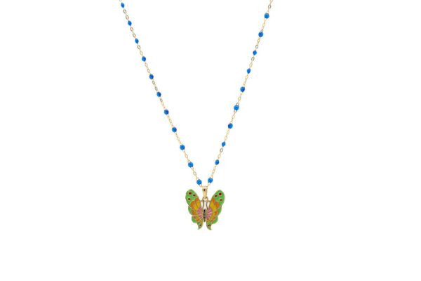 , Enamel Butterfly Charm Necklace