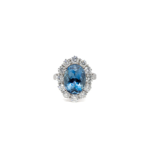 , Diamond + Aquamarine Ring