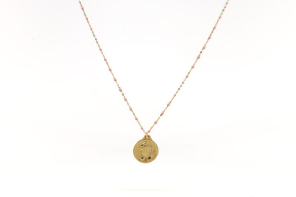 , Baby Pink Gigi Clozeau Chain w Angel Charm