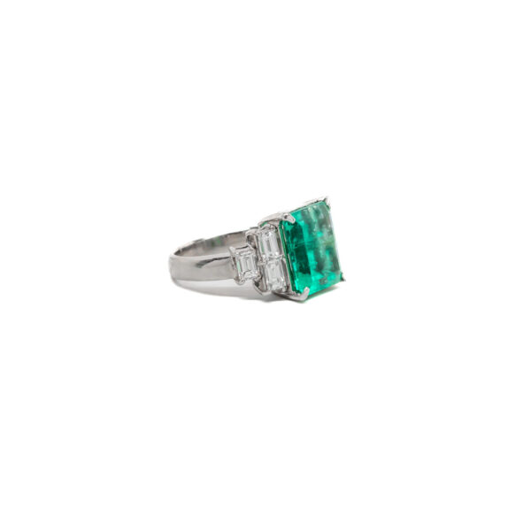 , Platinum Emerald + Diamond Ring