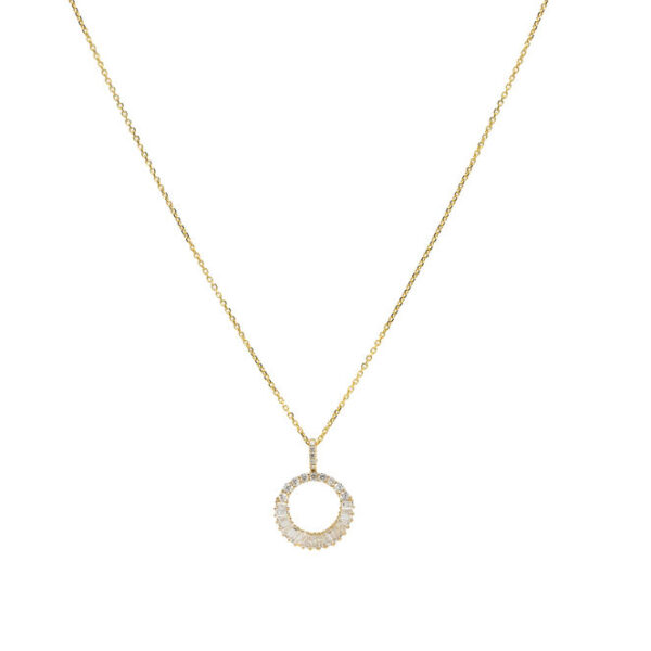 , Baguette Circle Pendant Necklace