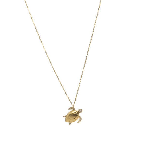 , Turtle + Diamond Pendant Necklace