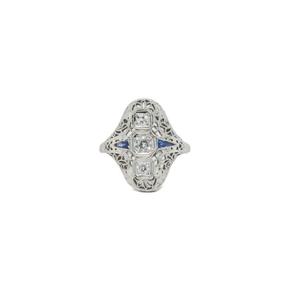 , Diamond Sapphire Navette Ring