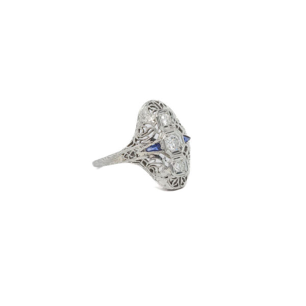 , Diamond Sapphire Navette Ring