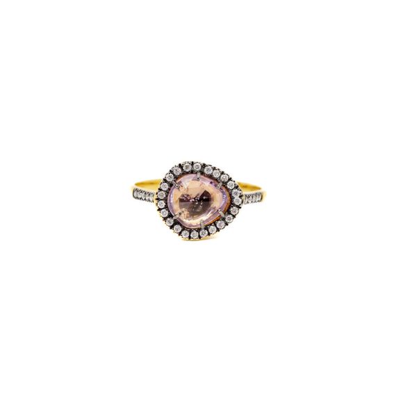 , Rose Cut Purple Sapphire Ring 18KT Yellow Gold