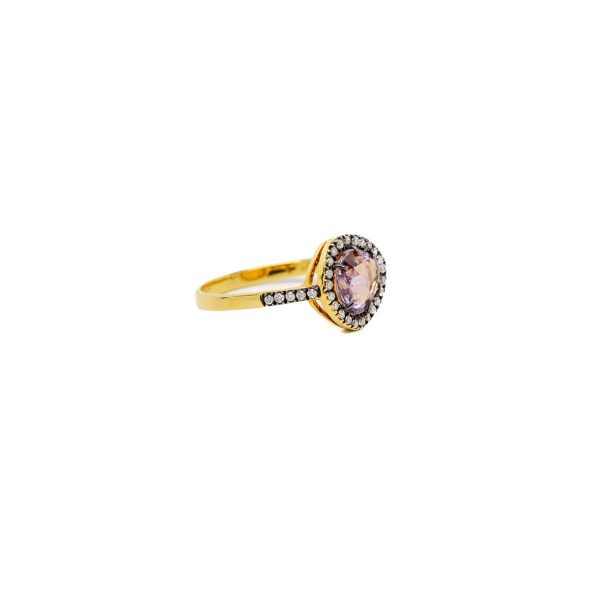 , Rose Cut Purple Sapphire Ring 18KT Yellow Gold