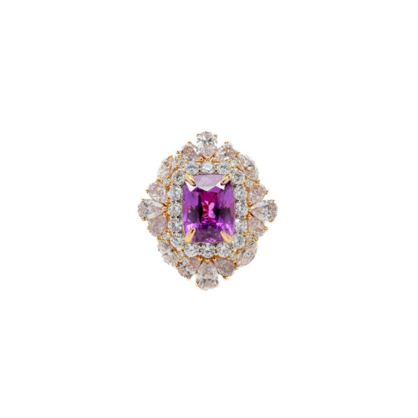 , Purple Sapphire + Diamond Ring