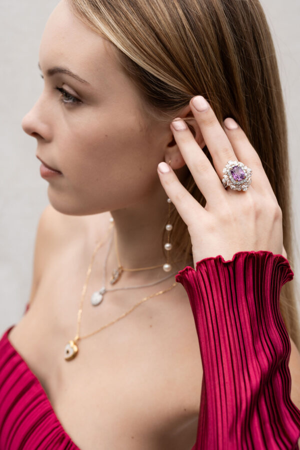 , Purple Sapphire + Diamond Ring