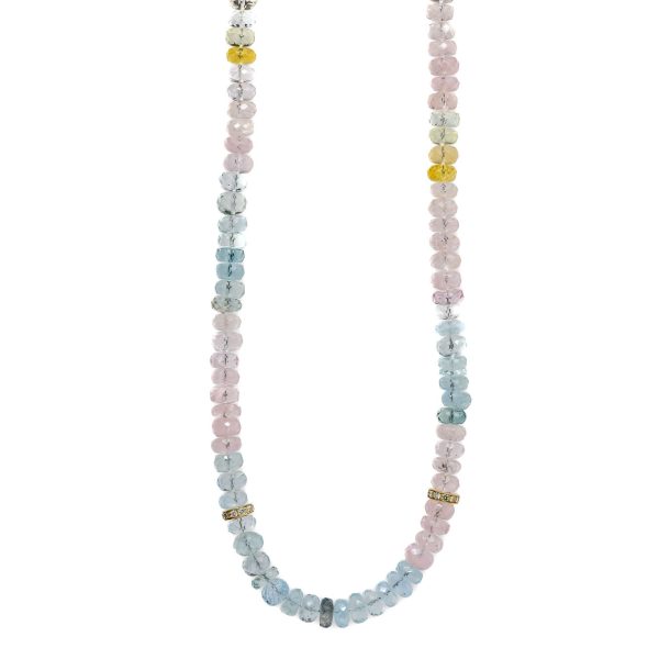 , Aquamarine + Morganite Bead Necklace