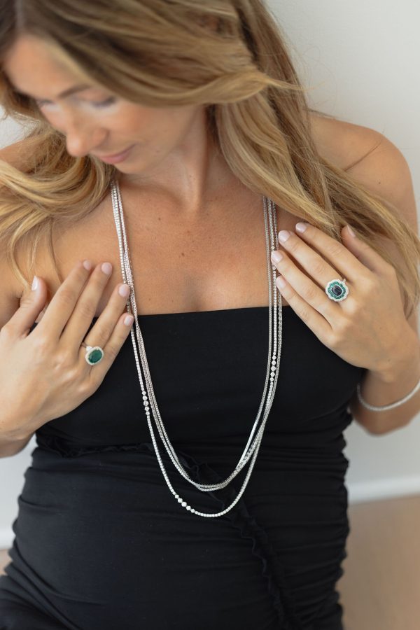, Sapphire Emerald + Diamond Ring