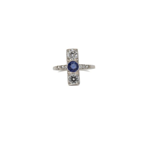 , Estate Diamond + Sapphire Ring