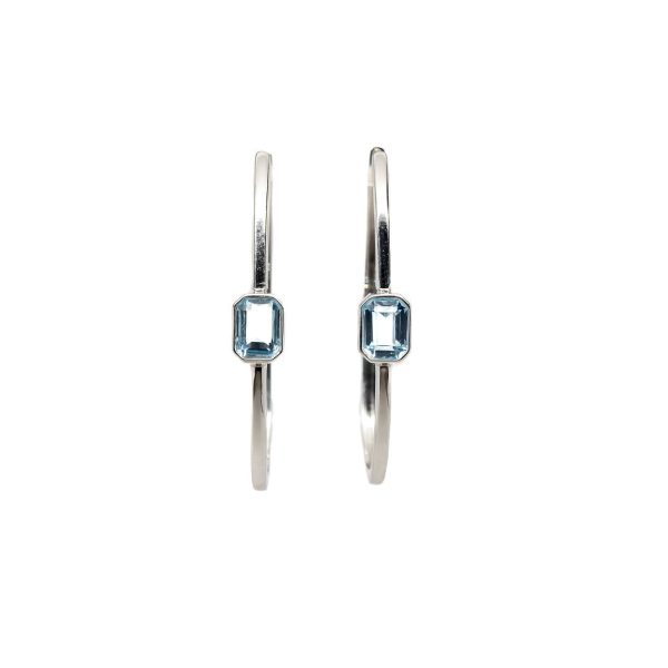 , Doves Blue Topaz Earrings White Gold