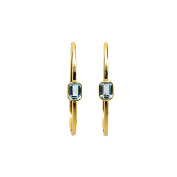 , Doves Blue Topaz Earrings Yellow Gold