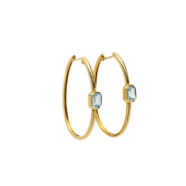 , Doves Blue Topaz Earrings Yellow Gold