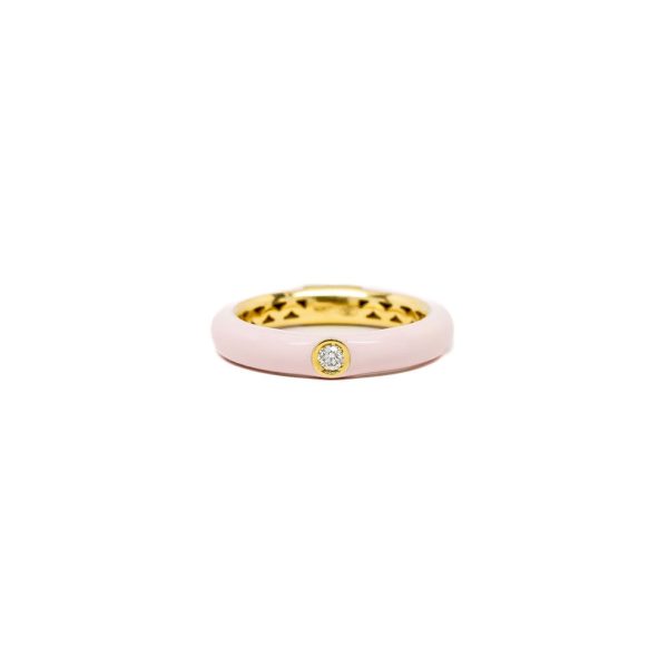 Pink Enamel + Diamond Ring