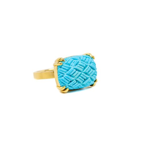 Carved Turquoise Ring
