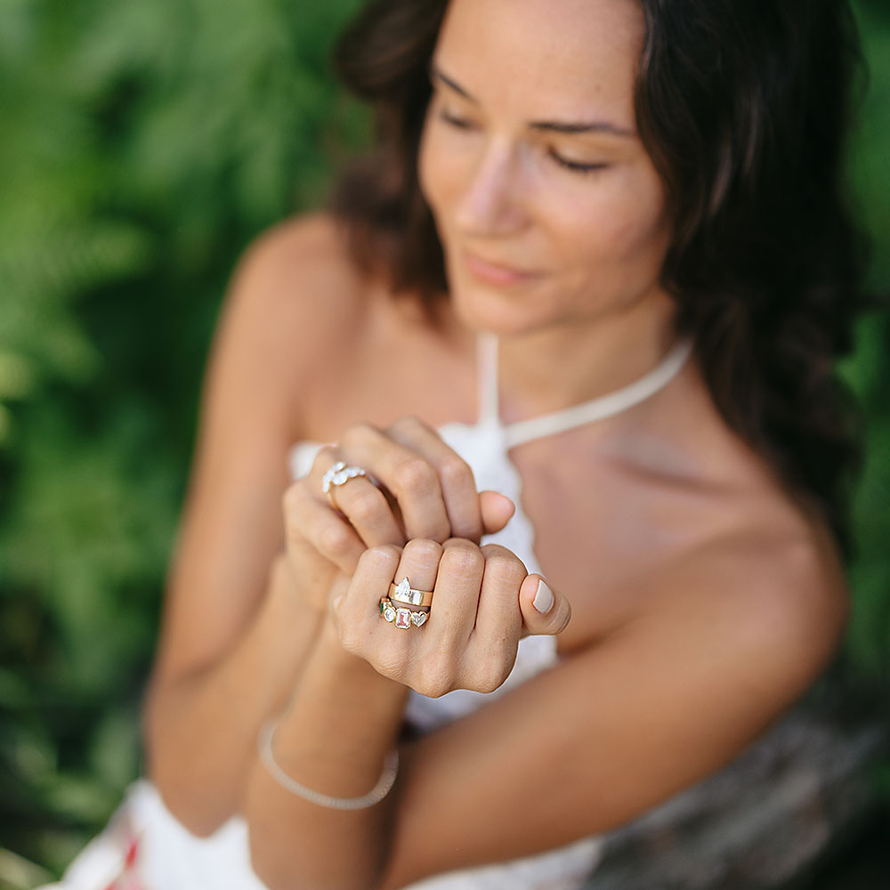 miriam's diamond rings on model