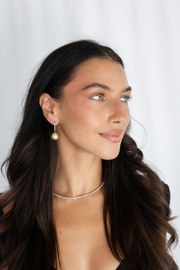 Gold South Sea Drop Earrings - Image 2