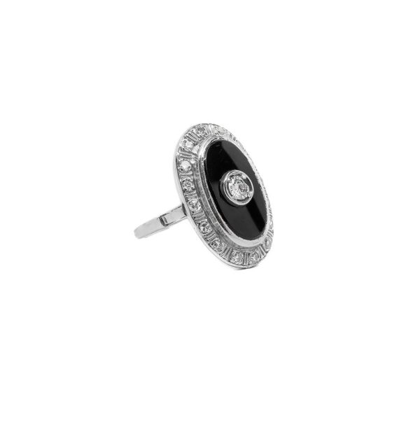 Vintage Diamond + Onyx Ring - Image 2
